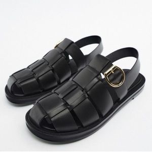 Zara Leather Fisherman Sandals Size 8